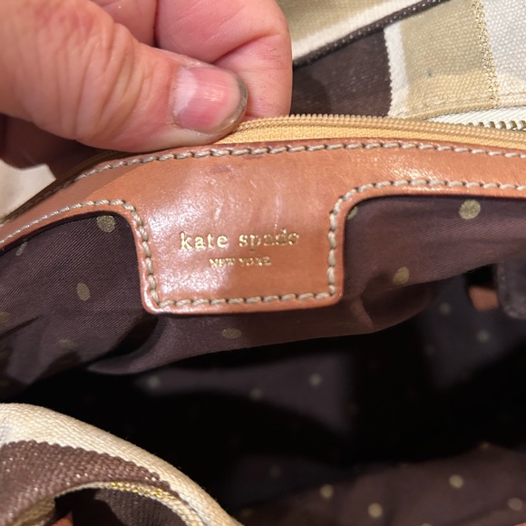 Kate Spade Stevie Brown And Beige Nylon Patent Trim Bag Tote, - Picture 4 of 10